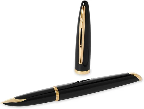 Vista 3 de Pluma estilográfica Waterman Carene Deluxe con punta mediana de oro macizo y tinta azul (S0699940), negro, dorado (Black Sea and Gold)