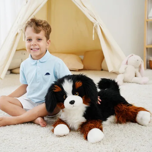 Vista 4 de Animal de peluche con peso, cachorro de peluche suave, perro de montaña de Berna, regalo de juguete para niños y adultos, 4.5 libras, 25 pulgadas