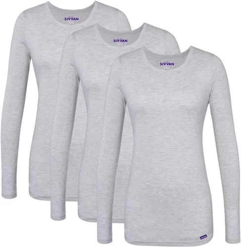 Vista 9 de Sivvan 3-Pack Women's Long-Sleeve Comfort Underscrub Tee, Scrubs Undershirts Aguamarina (Aquamarine)