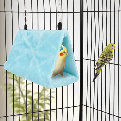 Vista 4 de Wontee Casa de nido de pájaros, cama cálida para pájaros, hamaca colgante para periquitos, periquitos, Caique, Senegal, loros cuáqueros, cacatúas