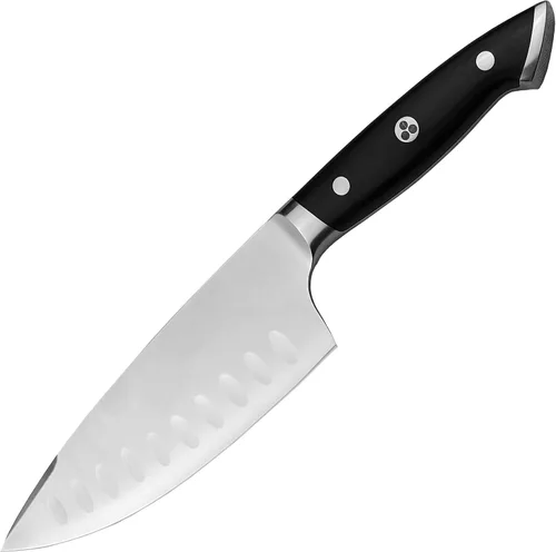 Vista 8 de Ergo Chef Pro Series 2.0 - Cuchillo de chef de 6 pulgadas, hoja de acero inoxidable de alto carbono forjada 7Cr17Mov, mango ergonómico de madera