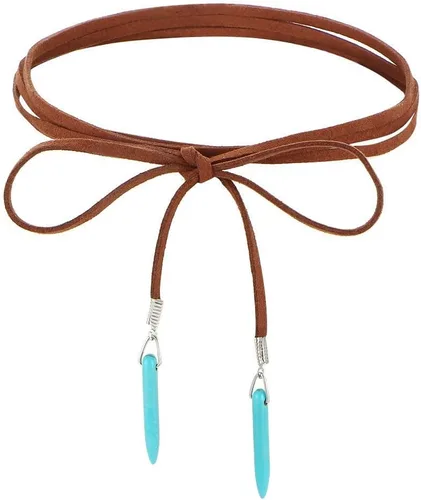 Vista 4 de Gargantilla larga bohemia con colgante turquesa sexy roca hecha a mano collar vintage accesorios para mujer