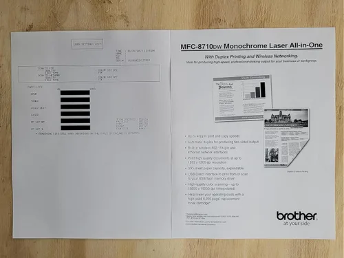 Vista 4 de Impresora monocroma inalámbrica Brother Printer MFC8710DW con escáner, copiadora y fax, Negro