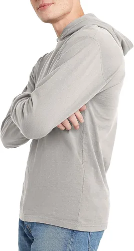 Vista 3 de Hanes Camiseta de manga larga con capucha Originals para hombre, camiseta con capucha para hombre, vintage lavado, camiseta de algodón