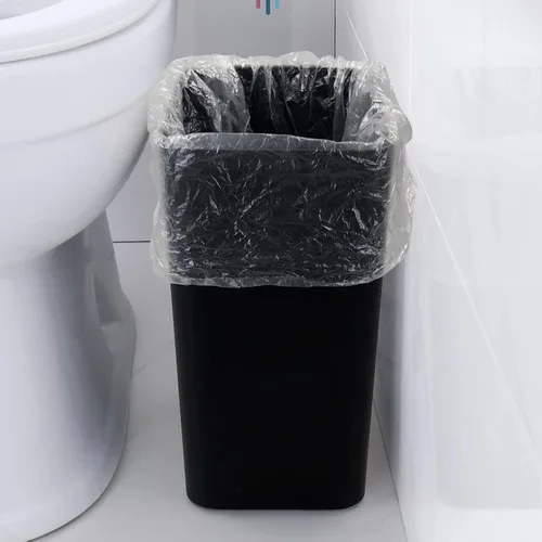 Vista 6 de Paquete de 3 cubos de basura negros de 4.5 galones, contenedor de basura Construcción de plástico resistente, forma rectangular que ahorra