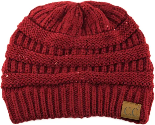 Vista 7 de CC Classic Winter Fall Trendy Chunky Stretchy Cable Knit Beanie Hat 2 tonos púrpura/azul marino