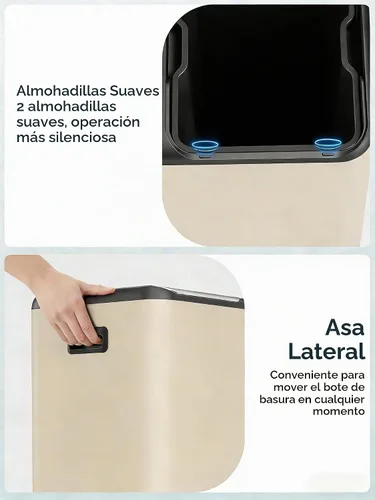 Vista 7 de Arlopu Bote de basura doble de 16 galones con 2 cajas integradas