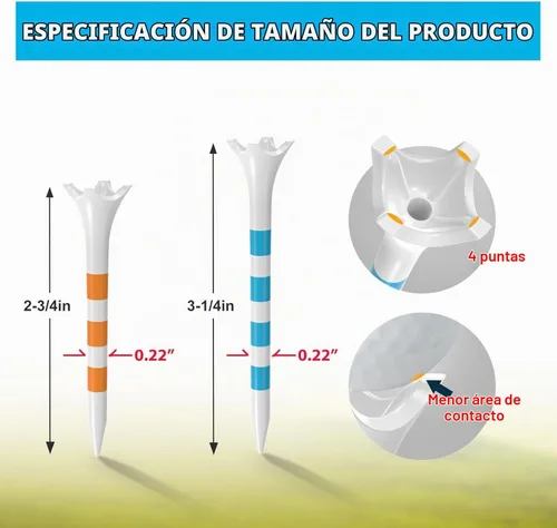Vista 3 de Paquete de 60/100 camisetas de golf de plástico (2-3/4 pulgadas o 3-1/4 pulgadas), durabilidad y estabilidad mejoradas, diseñadas para reducir