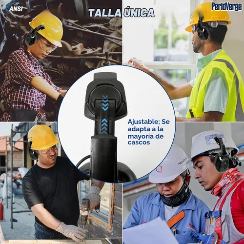 Vista 6 de Orejeras para casco duro, orejeras para reducción de ruido para accesorios de casco duro, protección auditiva de construcción para adultos