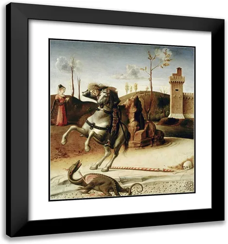 Vista 3 de ArtDirect Bellini, Giovanni 20x21 Black Modern Framed Art Print Titled: Saint George From the Pala Pesaro