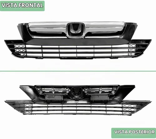 Vista 3 de Rejilla de parachoques inferior superior para Honda CRV CR-V 2007 2008 2009 Parrilla de malla negra brillante con cromo