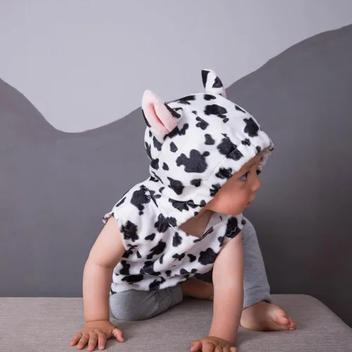 Vista 2 de Unlicreat Chaleco unisex con capucha de forro polar para niños, lindos animales, disfraz de Halloween, sin mangas, para niños y niñas