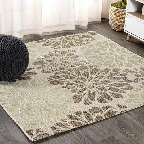 Vista 10 de JONATHAN Y Alfombra Corredor de Tejido Texturizado Floral para Interiores y Exteriores 2X8 Marrón/Crema, Zinnia Moderna para Patio Trasero, Patio