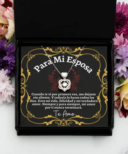 Vista 16 de Collar de Regalo Para Esposa En Forma De Corazon Plateado y Dorado Regalo Para Mujer Personalizado