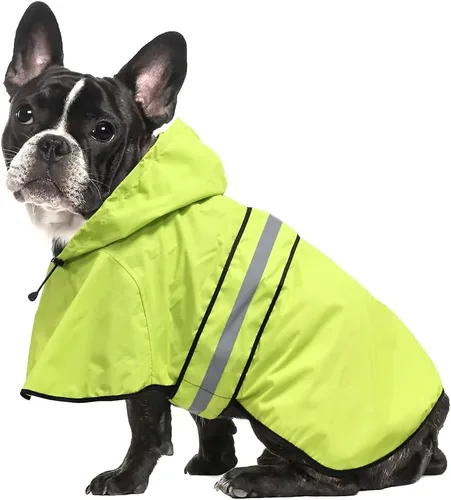 Vista 21 de Impermeables Reflectantes Impermeables para Perros - Chaqueta de Lluvia Ajustable para Cachorros, Chubasqueros Ligeros con Capucha para Perros
