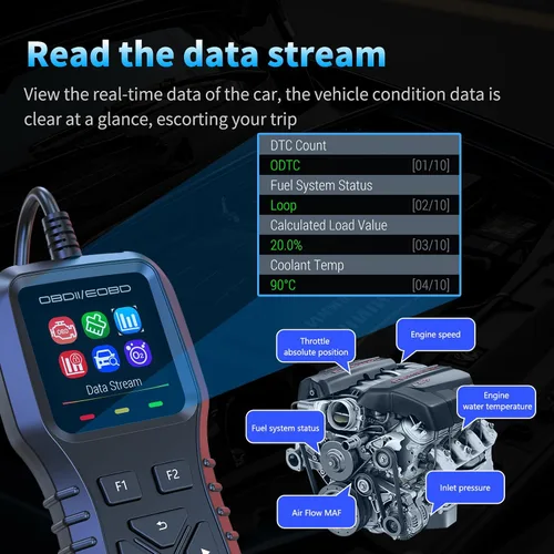 Vista 6 de K1 Escáner OBD2 para Coche, Herramienta de Diagnóstico Compatible con FIXD, Lector de Códigos, Reinicio de la Luz del Motor, Lectura/Eliminación
