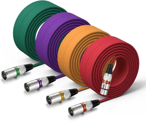 Vista 26 de EBXYA Cable XLR de 2 pies, paquete de 10 unidades, 3 pines, cable de micrófono XLR equilibrado macho a hembra, adecuado para mezclador de audio 10
