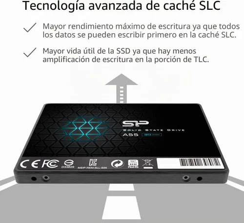 Vista 3 de Silicon Power 2TB SSD 3D NAND A55 SLC Cache Performance Boost SATA III de 2.5 pulgadas 7 mm (0.28") Unidad de estado sólido SSD interno