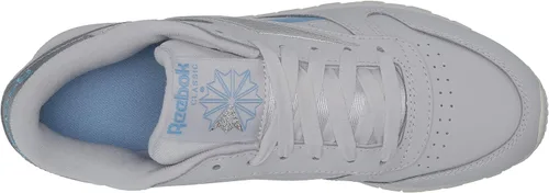 Vista 5 de Reebok Zapato deportivo clásico, de cuero, para mujer, Porcelanaazul fluidoplateado metálico