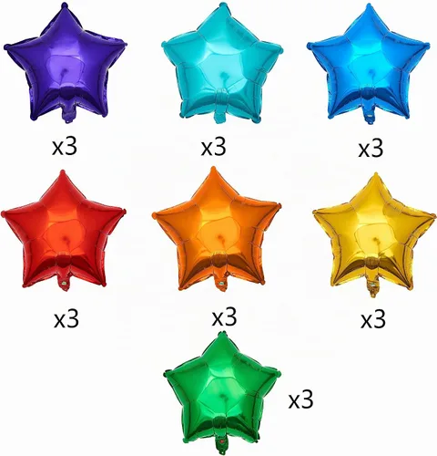 Vista 4 de Globos de papel de aluminio de estrella de 18 pulgadas, 21 globos para decoración de fiestas
