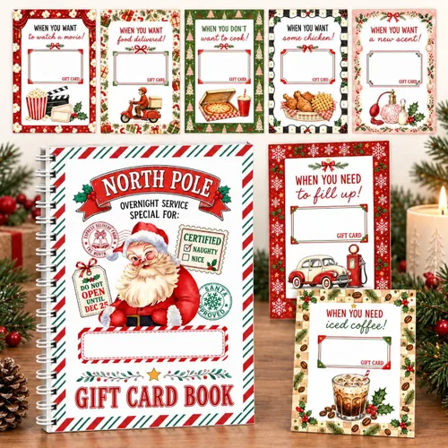 Vista 6 de Libro de tarjetas de Navidad de regalo para adultos, regalo vintage de Papá Papá Noel de Navidad