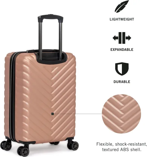 Vista 2 de Kenneth Cole REACTION Madison Square - Equipaje rígido expandible con estilo de Chevron para mujer Rose gold 5717352RG