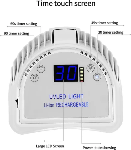 Vista 3 de 64W recargable Pro LED Gel Nail UV luz UV LED lámpara de uñas inalámbrico LED luz para uñas (blanco)