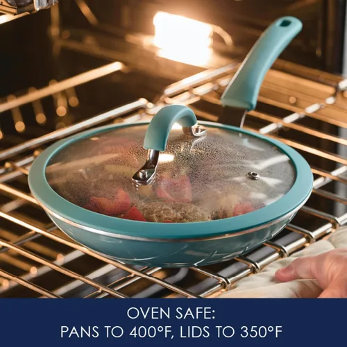 Vista 10 de Rachael Ray Cook + Create - Juego de utensilios de cocina antiadherentes de aluminio, 10 piezas, azul agave