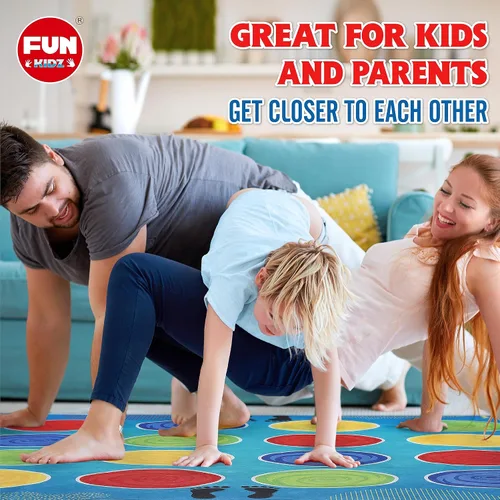 Vista 4 de FunKidz - Juego clásico de poses giratorias, juego de fiesta gigante para niños y adultos, mayor tamaño, actividad familiar en interiores