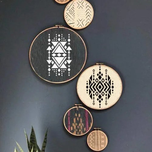 Vista 2 de CrafTreat Plantillas de patrón triangular reutilizables para pintar en madera, cerámica, lienzo, papel, tela y pared, diseño azteca2 - Tamaño: A4