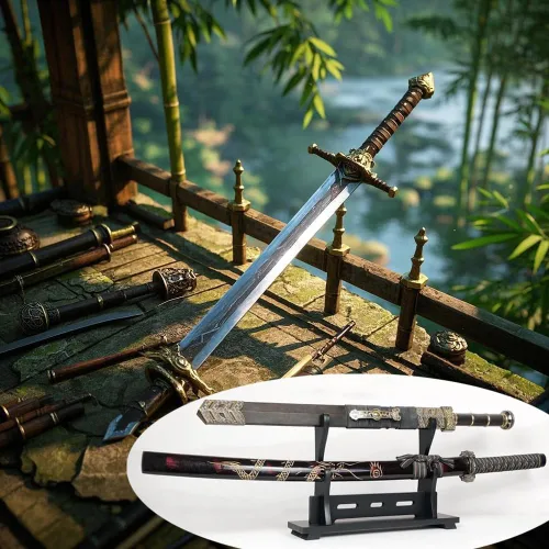 Vista 5 de Soporte Katana para espada, soporte de madera para sable de luz de escritorio, soporte de exhibición de espada Samurai para cosplay