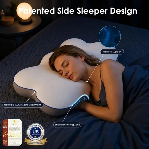 Vista 3 de jiaao Almohada cervical ergonómica para dormir, almohada refrescante para adultos, almohadas cervicales de espuma viscoelástica 100% para aliviar
