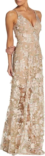 Vista 2 de Dress the Population Vestido Maxi sin Mangas Sidney con Escote Profundo Ajustado y Acampanado para Mujer
