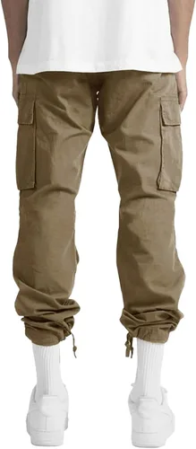 Vista 4 de THWEI Pantalones cargo para hombre, pantalones deportivos casuales de algodón, holgados, rectos