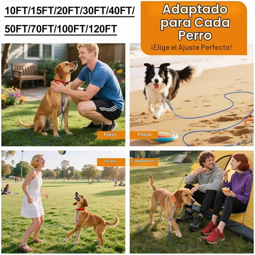 Vista 6 de Tresbro Cable de amarre para perro de 10 pies con resorte, cadenas de amarre que absorben los golpes para exteriores disponibles en Azul