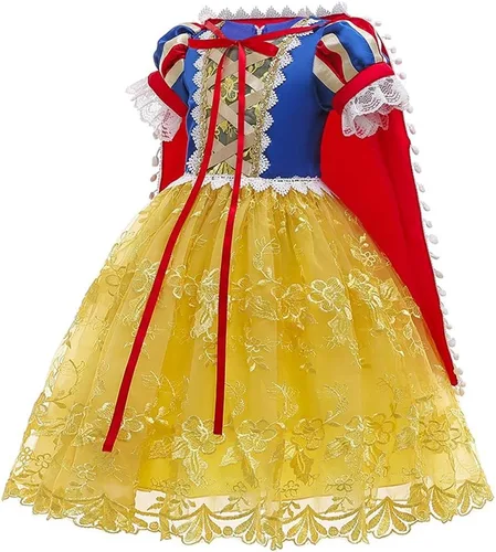 Vista 19 de HIHCBF Disfraz de princesa blanca como la nieve para niñas, cumpleaños, Navidad, Halloween, carnaval (con accesorios)