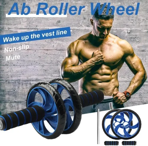Vista 2 de Rodillos abdominales con rodillera, entrenamiento muscular, equipo de fitness para hombres y mujeres, para el hogar, oficina, gimnasio al aire libre