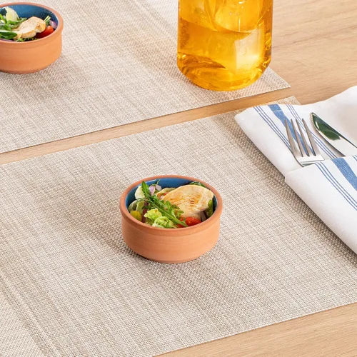 Vista 7 de Restaurantware-Terra Tek Cazuelas de Terracota de 2.7 Onzas, 2 Ollas de Arcilla Esmaltada Azul Para Cocinar - Listas para Horno, Aptas