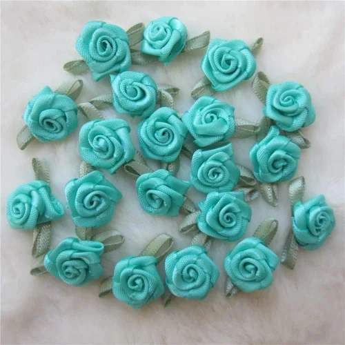 Vista 14 de 200 unids/lote mini lazos de cinta rosas flor raso rosetas tela adorno artificial apliques costura artesanía bricolaje hecho a mano decoración