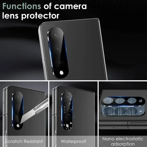 Vista 6 de YWXTW Protector de pantalla de privacidad 3 en 1 para Samsung Galaxy Z Fold 4 y protector de lente de cámara, 1 exterior + 1 protector de pantalla