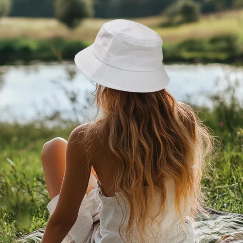 Vista 7 de PFFY Bucket Hat for Women Men Cotton Summer Sun Beach Fishing Cap