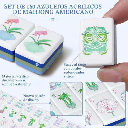 Vista 3 de Juego de azulejos Mahjong americanos de 1.2 pulgadas, 4 capas