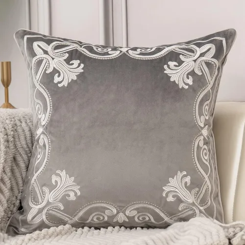 Vista 19 de Aeckself Funda de almohada floral europea de 16 x 16 pulgadas, funda de almohada decorativa bordada de terciopelo de lujo para sofá, dormitorio