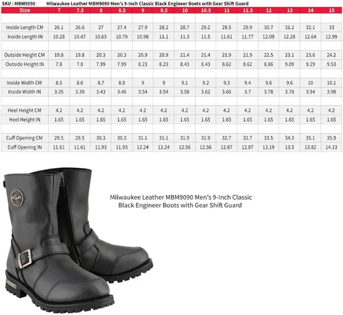 Vista 3 de Milwaukee Leather MBM9090 - Botas de motocicleta para hombre, de 9 pulgadas, con protector de palanca de cambios