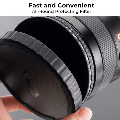 Vista 4 de K&F CONCEPT Kit de filtro de lente y tapa de filtro variable ND2-32 de 2.835 in (2 piezas) Filtro de lente de densidad neutra ajustable con tapa