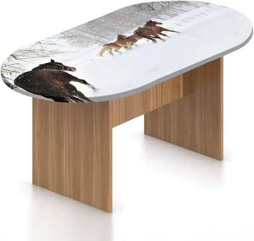 Vista 9 de Mantel ovalado ajustable de poliéster elástico para invierno, diseño de bosque abstracto monocromático, hojas y bosques, se adapta a mesas ovaladas
