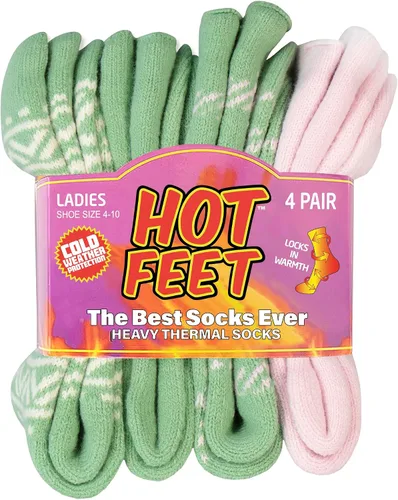 Vista 10 de HOT FEET Calcetines térmicos para mujer, calcetines térmicos para clima frío, gruesos y cálidos, para senderismo, calcetines aislados, tallas