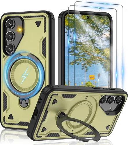 Vista 90 de Gritup fro Funda para Google Pixel 9A, funda protectora magnética de grado militar compatible con Mag-Safe, 2 protectores de pantalla HD, soporte