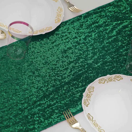 Vista 19 de Efavormart - Camino de mesa de lentejuelas negras de alta calidad para bodas, fiestas de cumpleaños, banquetes, decoración, ajuste rectangular