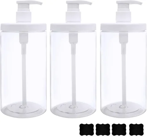 Vista 9 de Dispensador de Bomba de Cosywell 2 Paquetes 16.9oz/500ml Dispensador de Champú y Acondicionador Boca Ancha Dispensador de Jabón de Manos Recargable